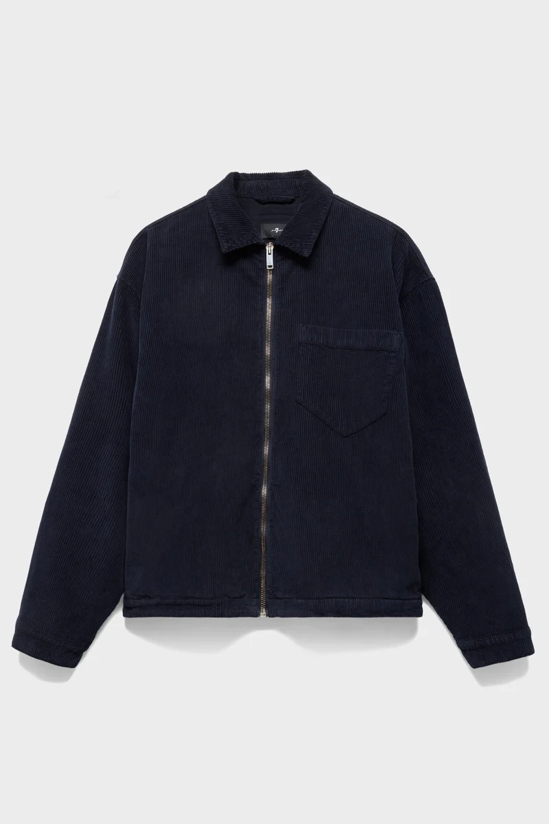 ZIP OVERSHIRT in Corduroy Navy