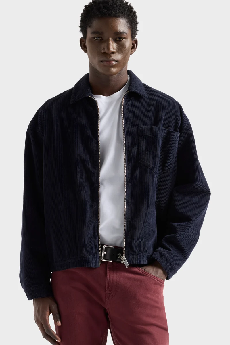 ZIP OVERSHIRT in Corduroy Navy