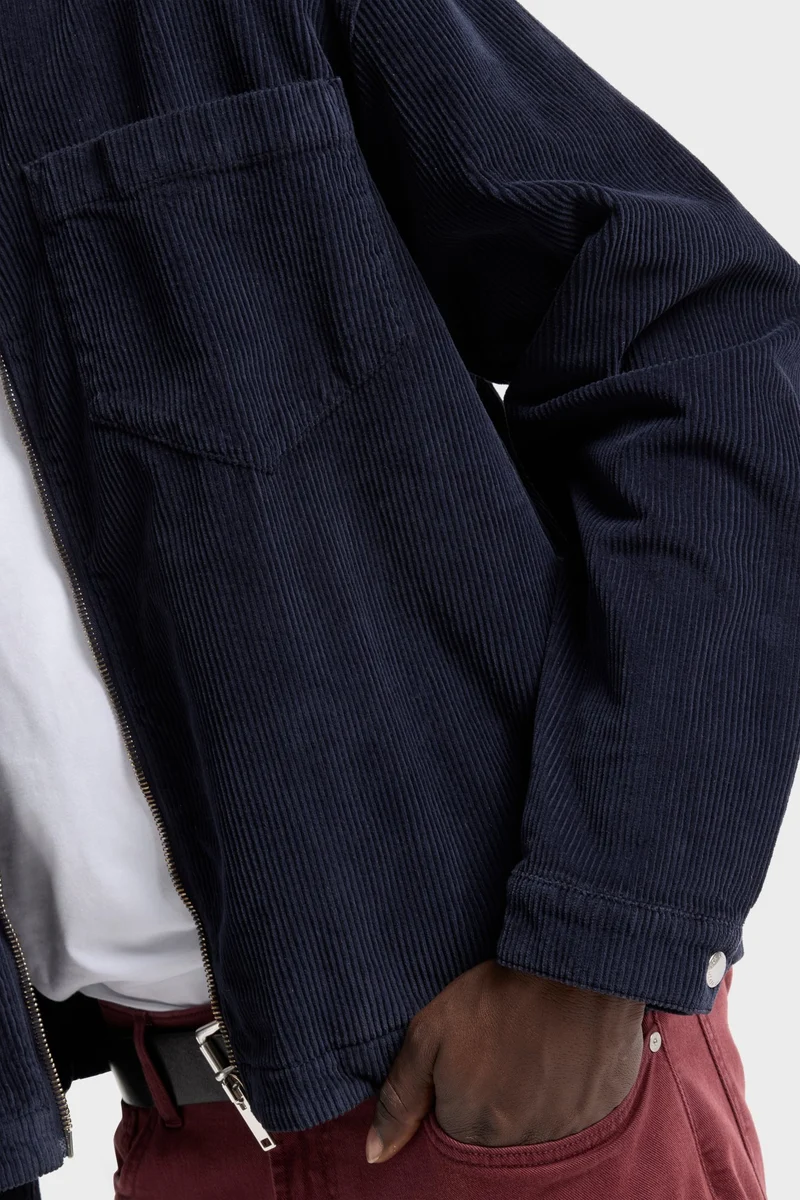 ZIP OVERSHIRT in Corduroy Navy