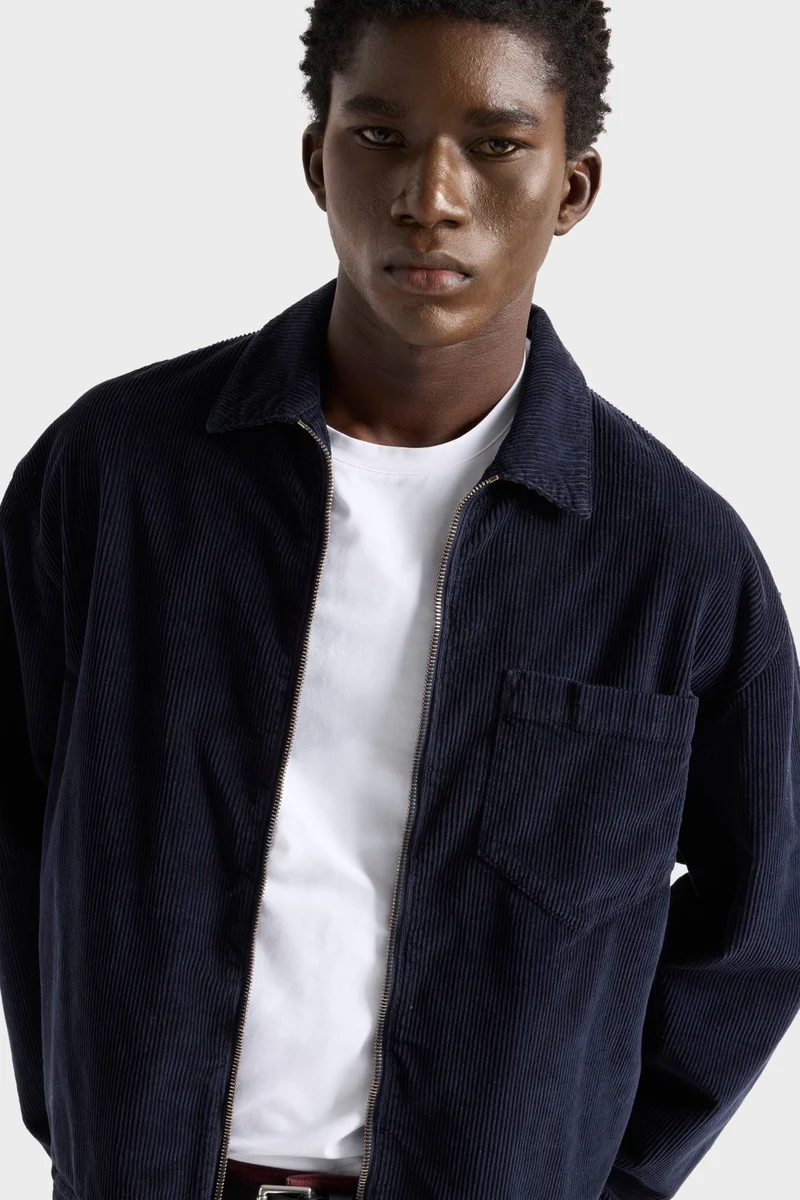 ZIP OVERSHIRT in Corduroy Navy