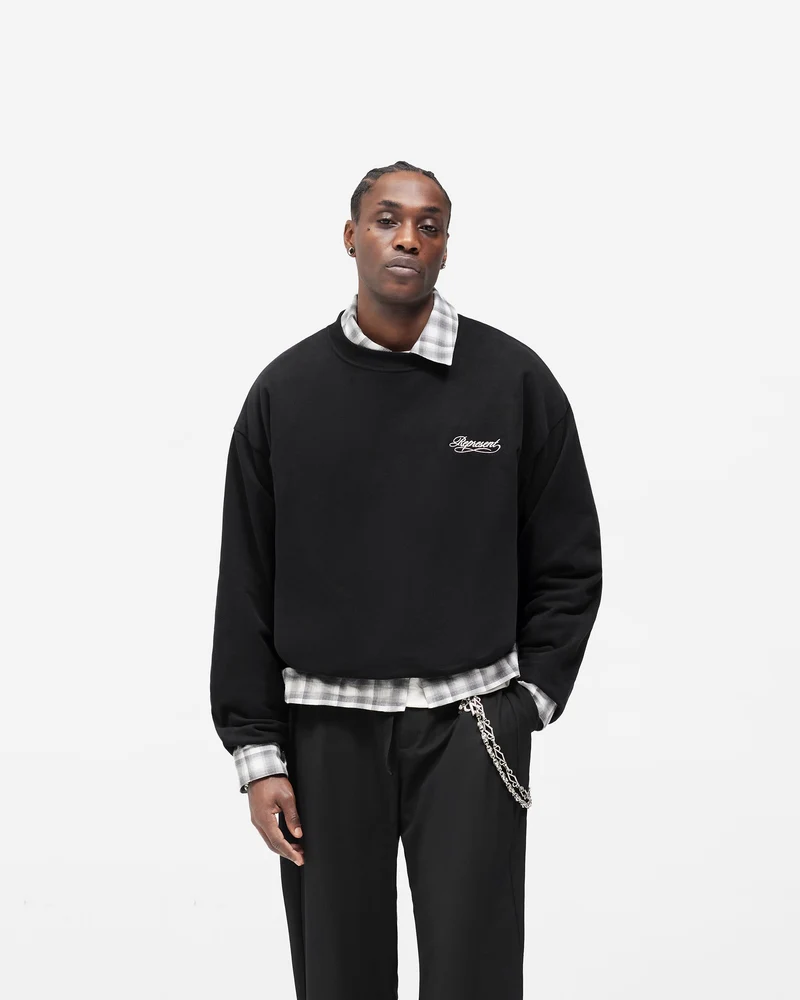 Dual Layer Script Sweater - Jet Black