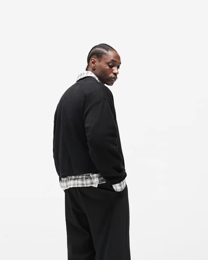 Dual Layer Script Sweater - Jet Black
