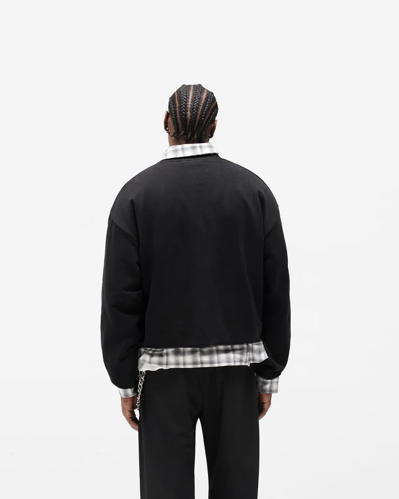 Dual Layer Script Sweater - Jet Black