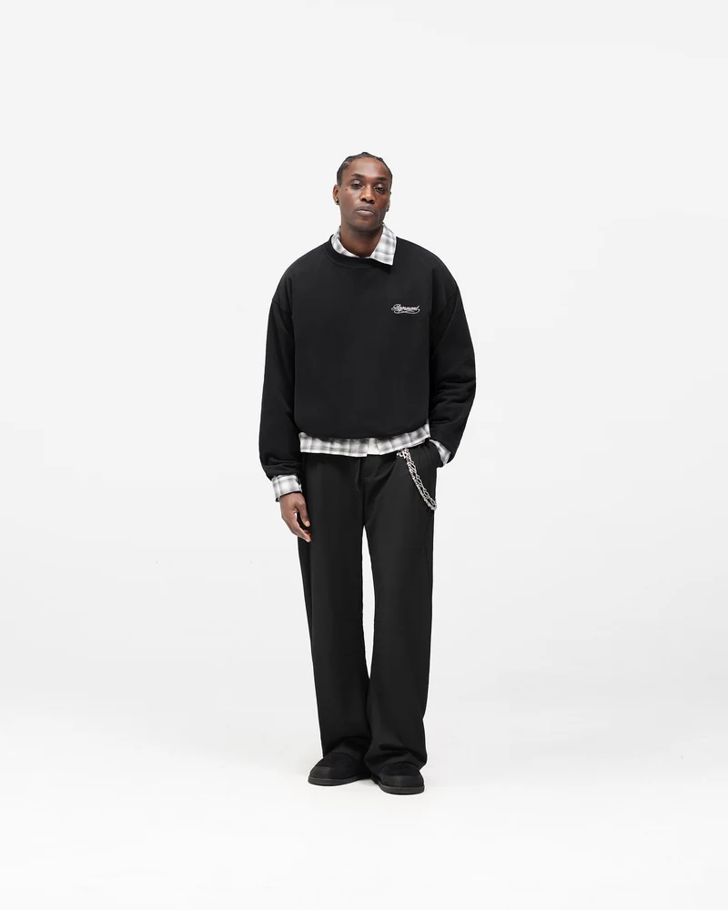 Dual Layer Script Sweater - Jet Black