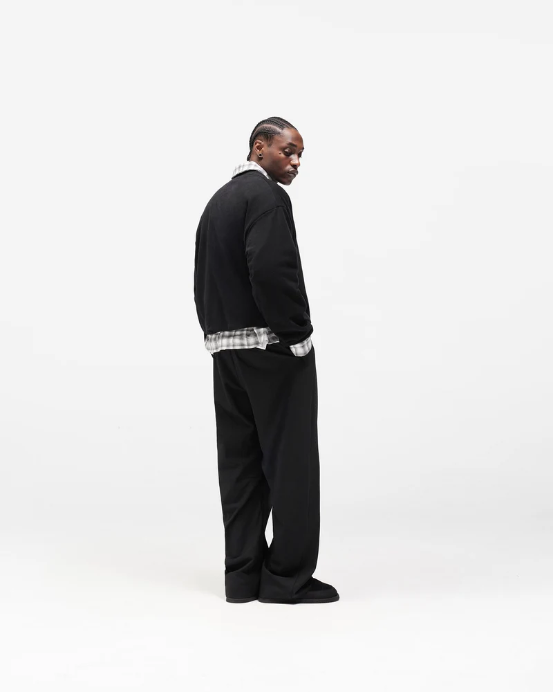 Dual Layer Script Sweater - Jet Black