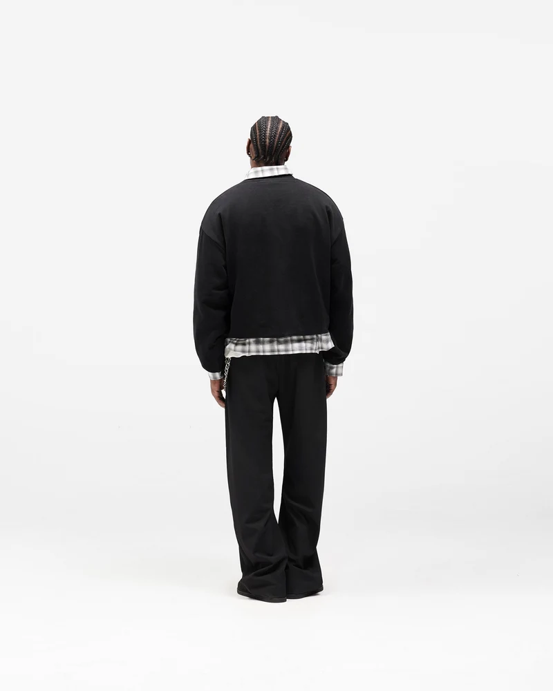 Dual Layer Script Sweater - Jet Black