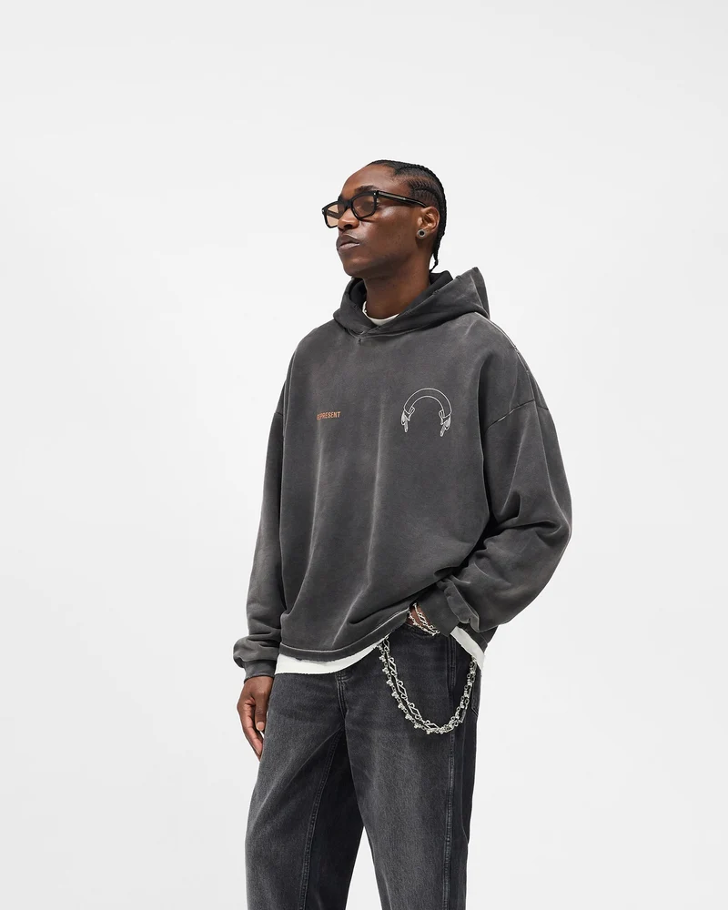 Represent Banner Hoodie - Stained Black