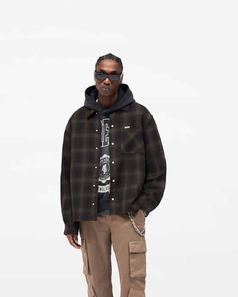 Bonded Reversible Check Shirt - Nero