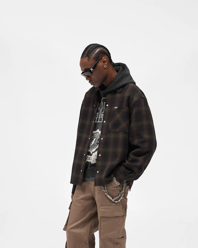 Bonded Reversible Check Shirt - Nero
