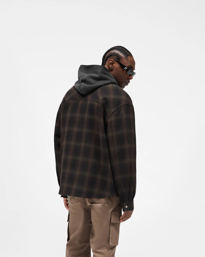 Bonded Reversible Check Shirt - Nero