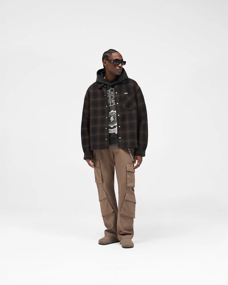 Bonded Reversible Check Shirt - Nero