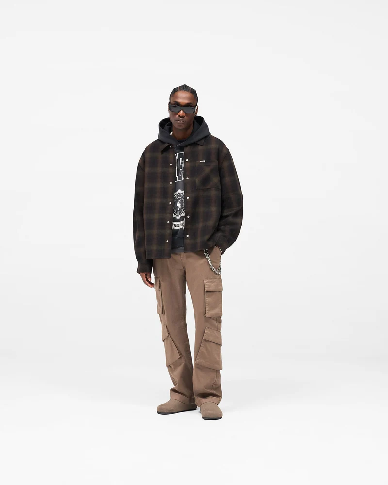 Bonded Reversible Check Shirt - Nero