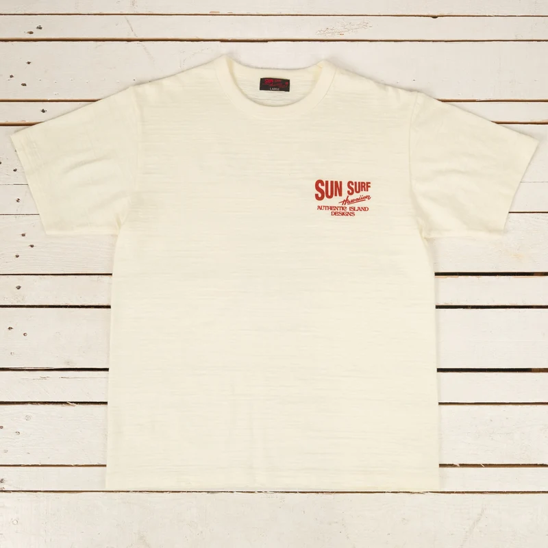 "Hata Shoten Logo" Heavy Slub T-Shirt Off-White