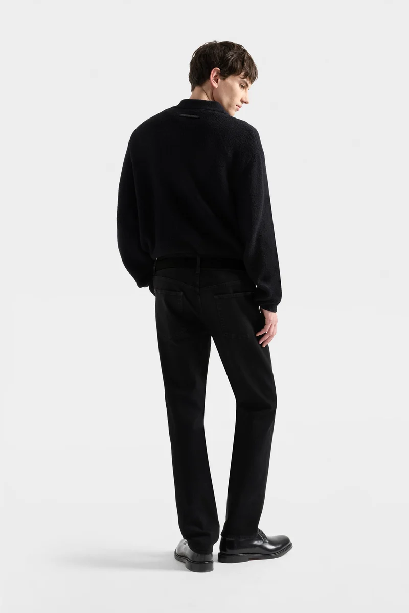 POLO ZIP SWEATER in Cotton Wool Black