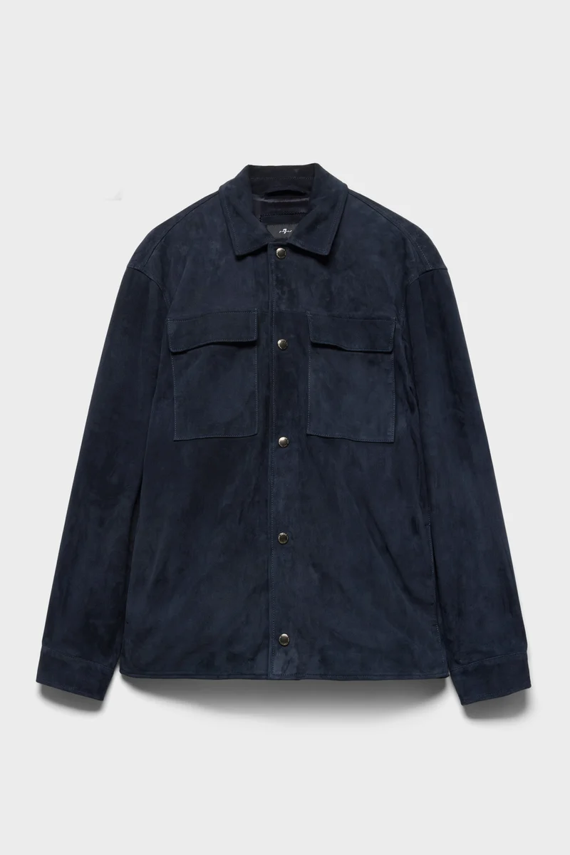 OVERSHIRT in Suede Navy