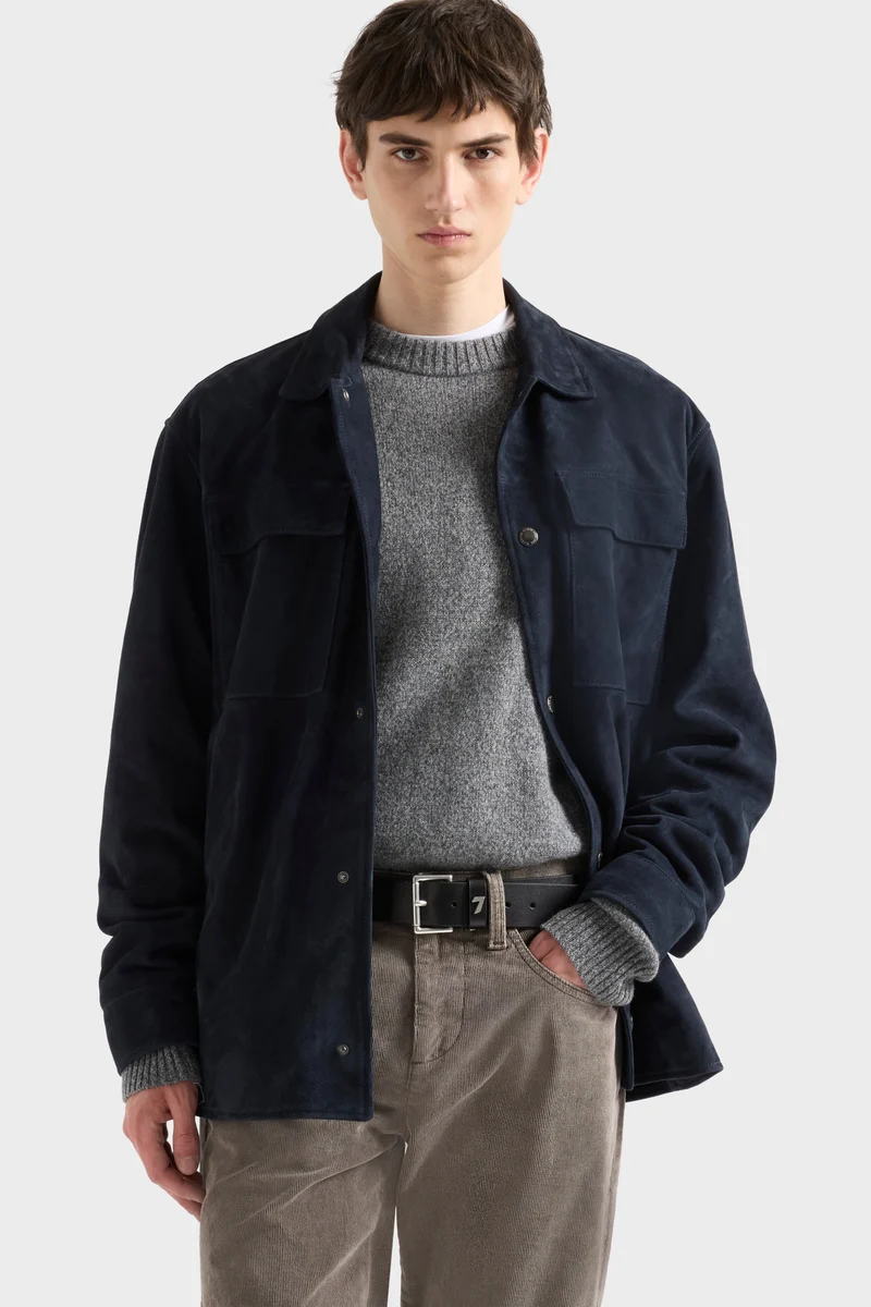 OVERSHIRT in Suede Navy