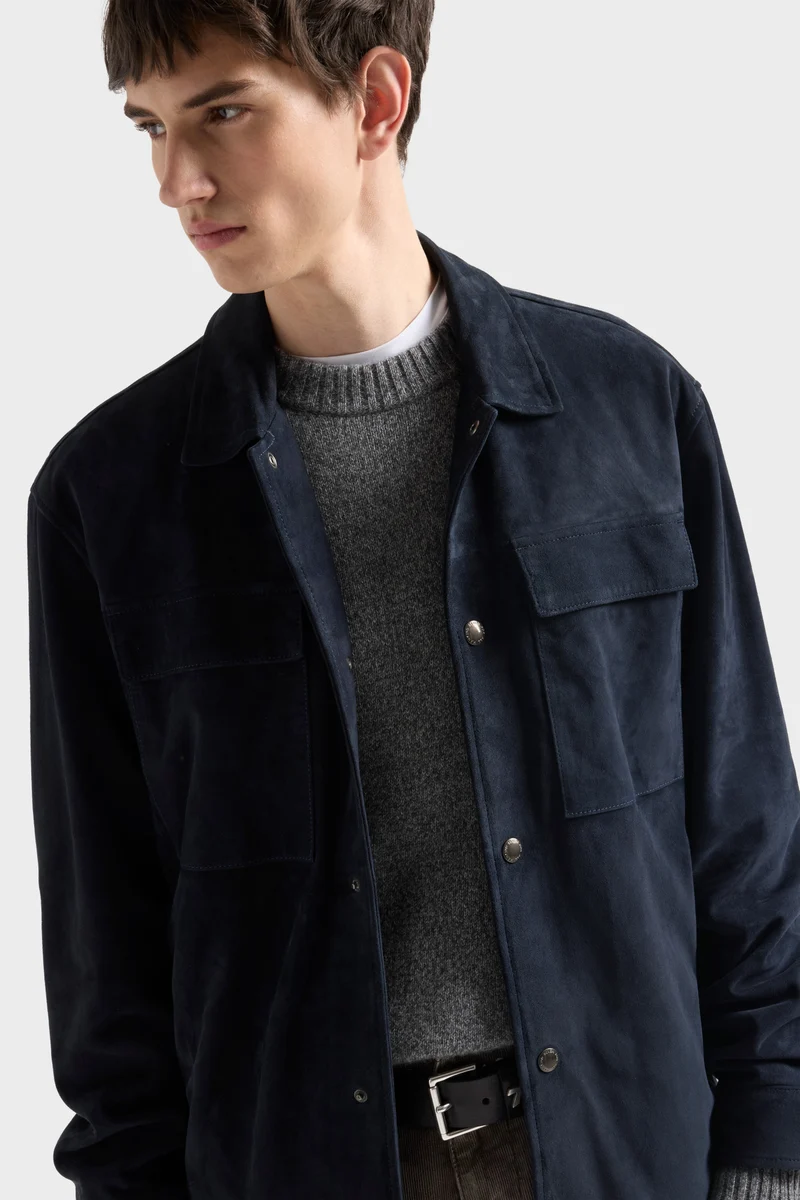 OVERSHIRT in Suede Navy