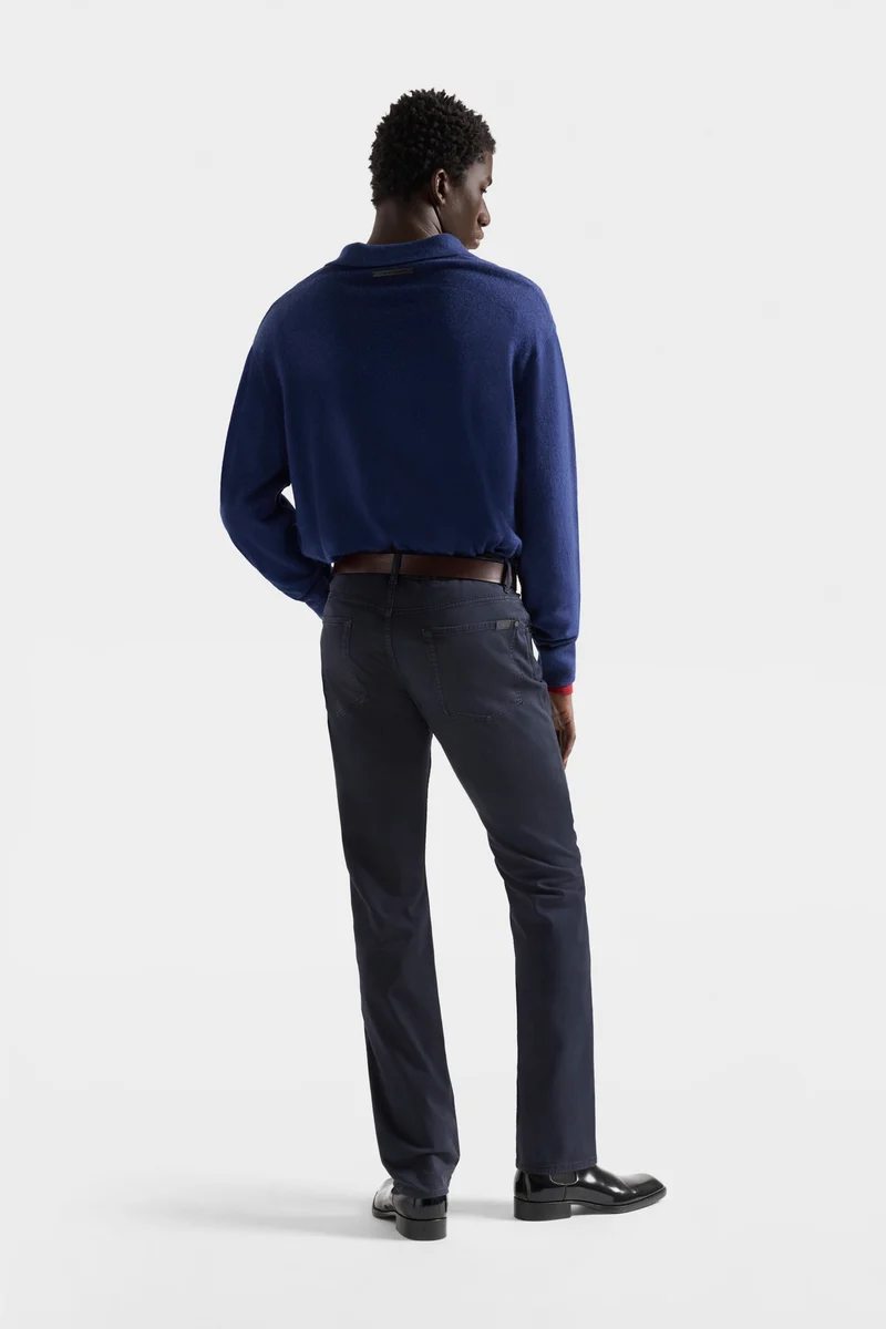 LONG SLEEVE POLO in Wool Lapis