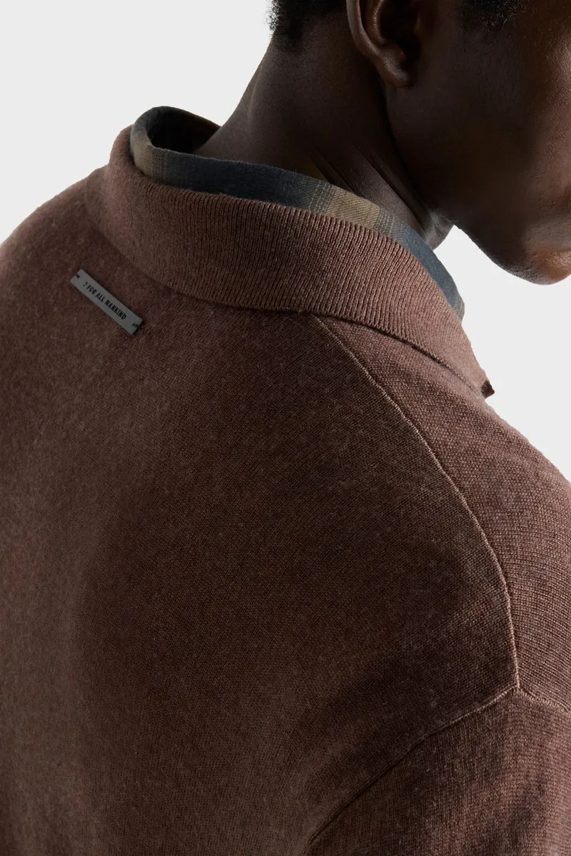 LONG SLEEVE POLO in Wool Espresso