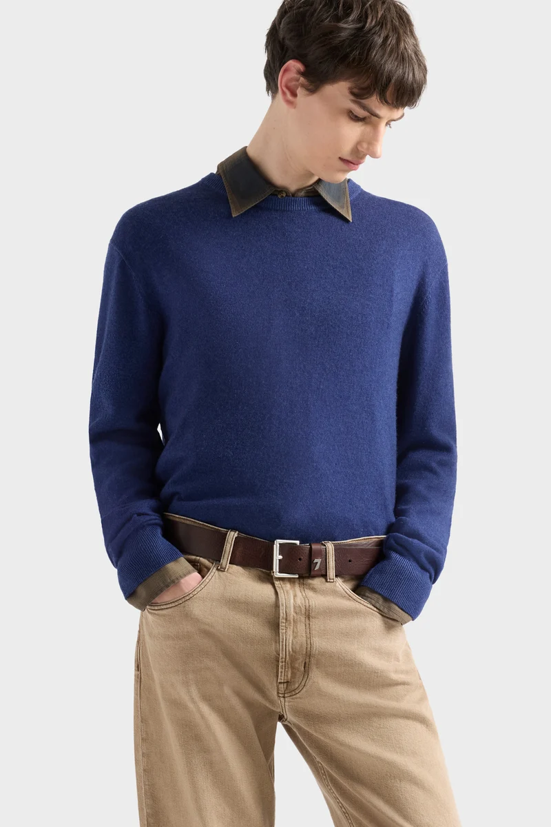 CREWNECK SWEATER in Wool Lapis