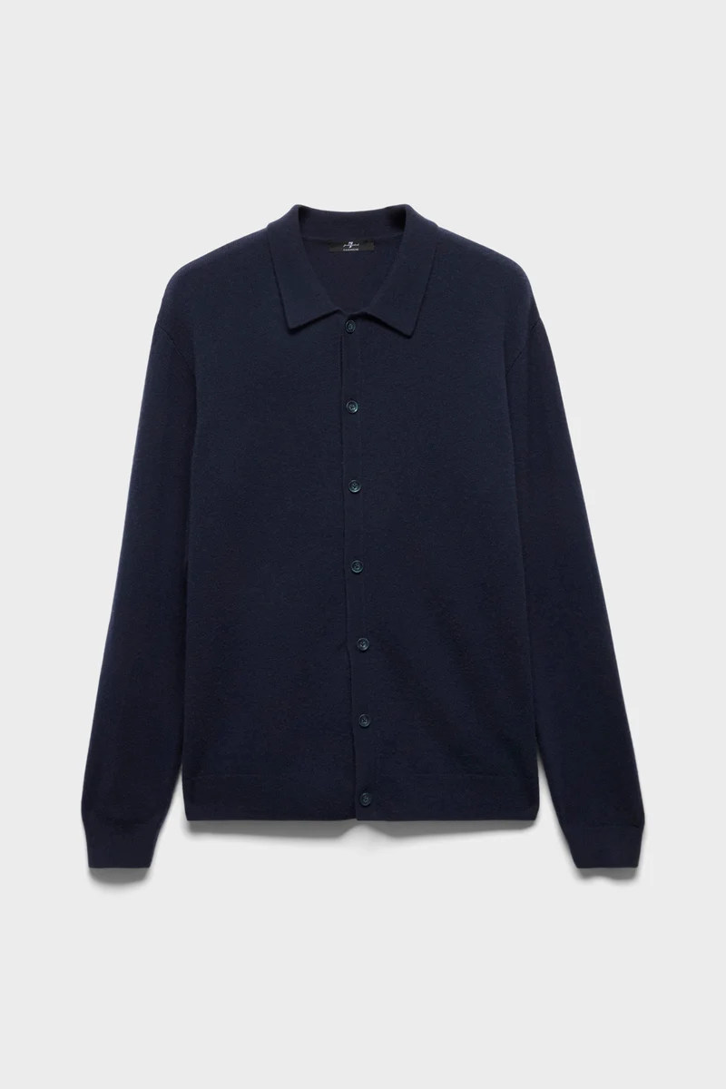 BUTTON POLO in Cashmere Midnight