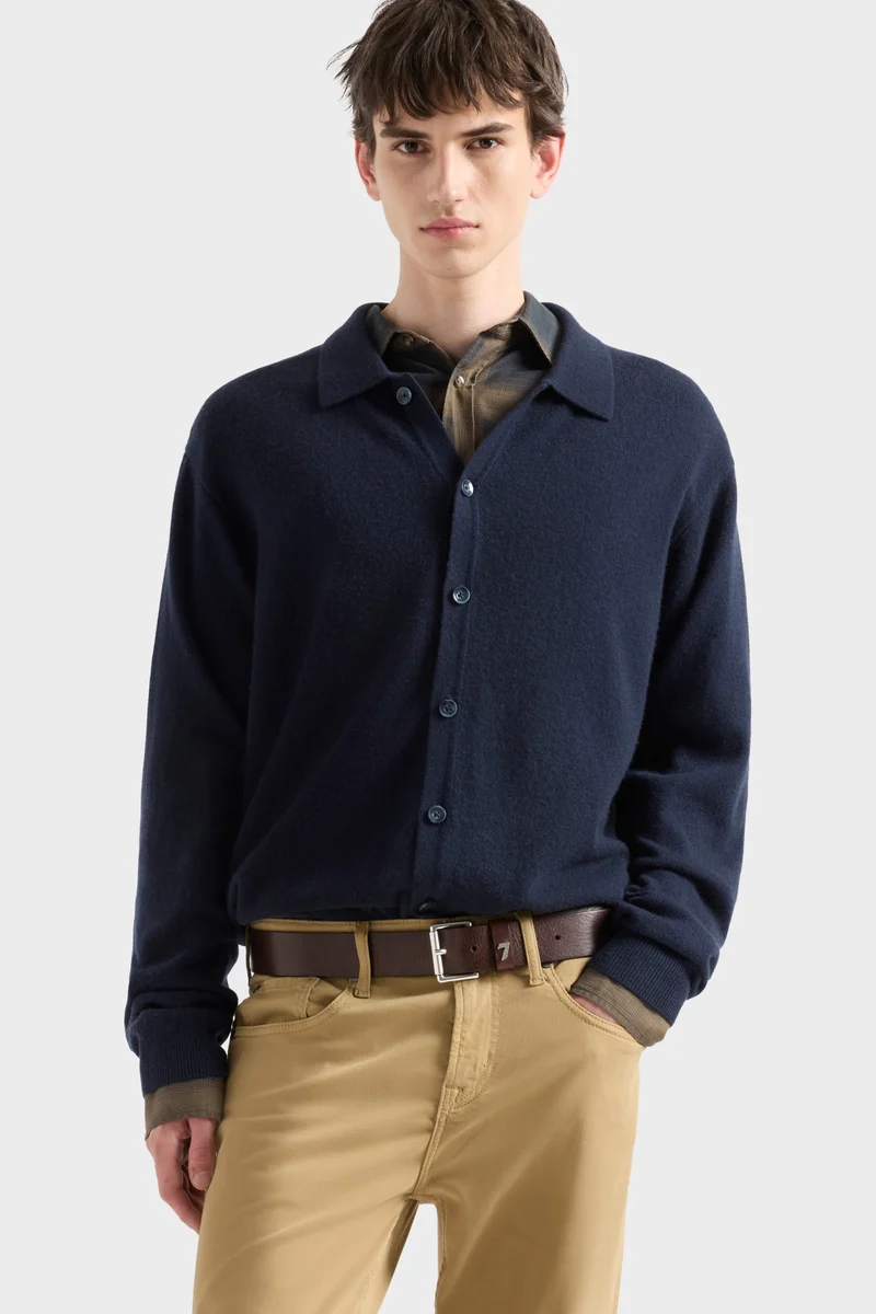 BUTTON POLO in Cashmere Midnight
