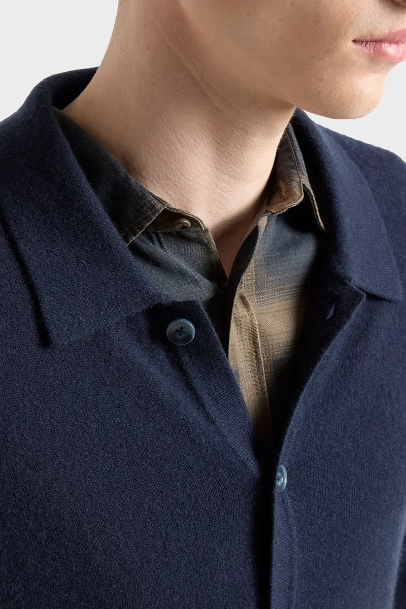 BUTTON POLO in Cashmere Midnight