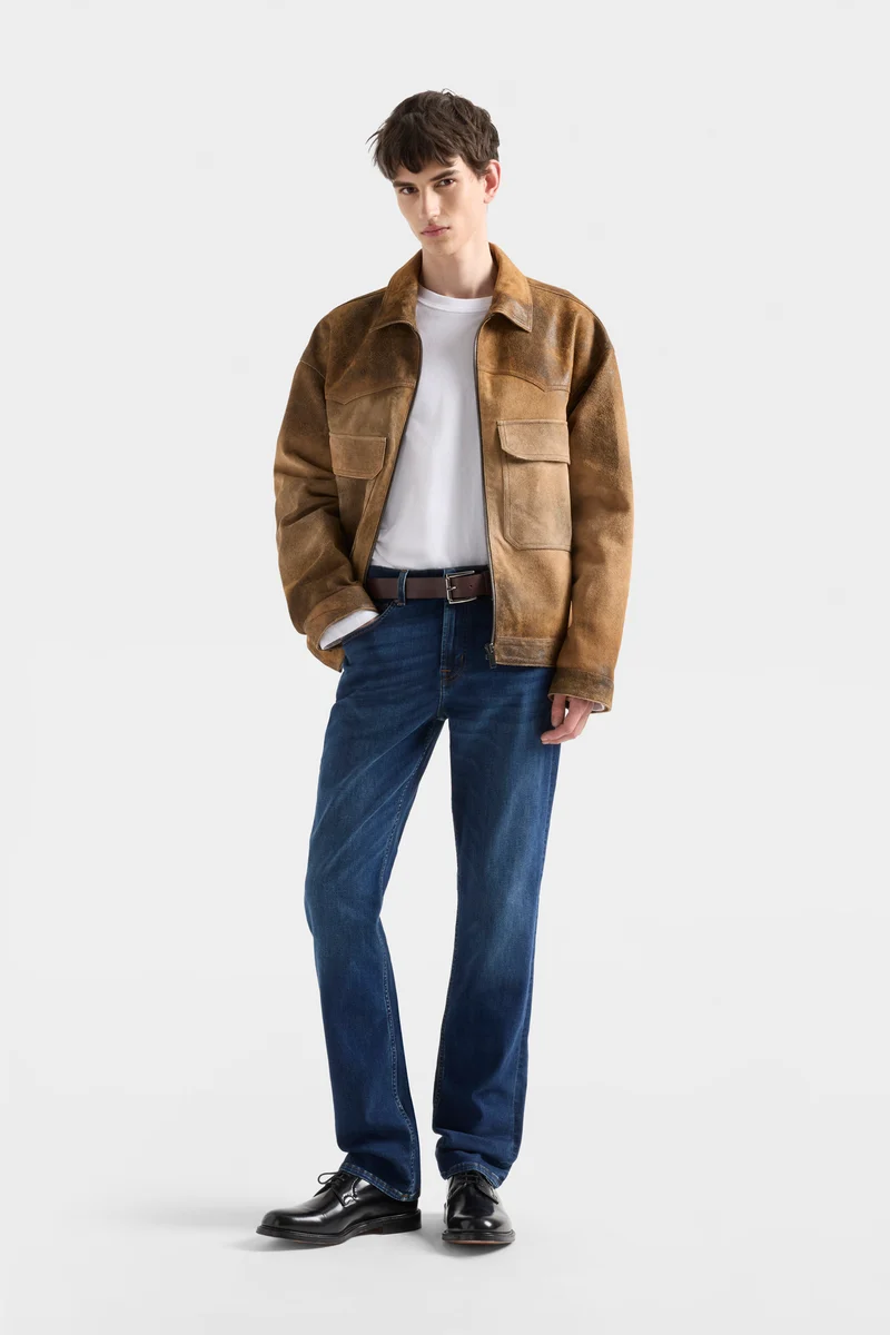 AVIATOR JACKET in Suede Wood