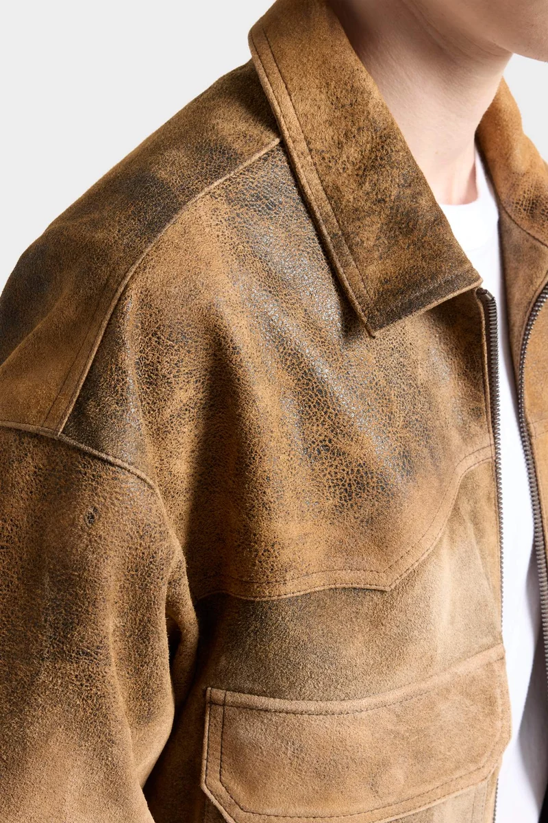 AVIATOR JACKET in Suede Wood