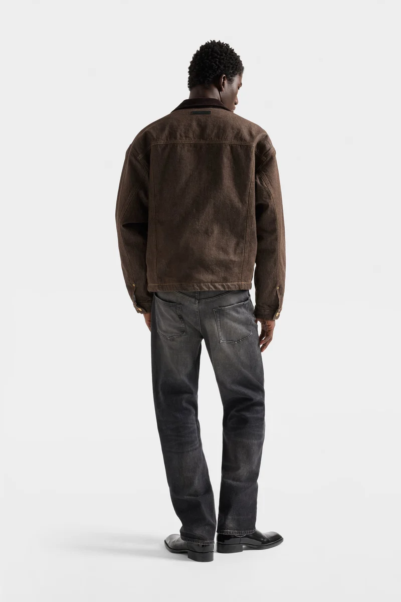 PLEATED JACKET in Denim Deep Earth