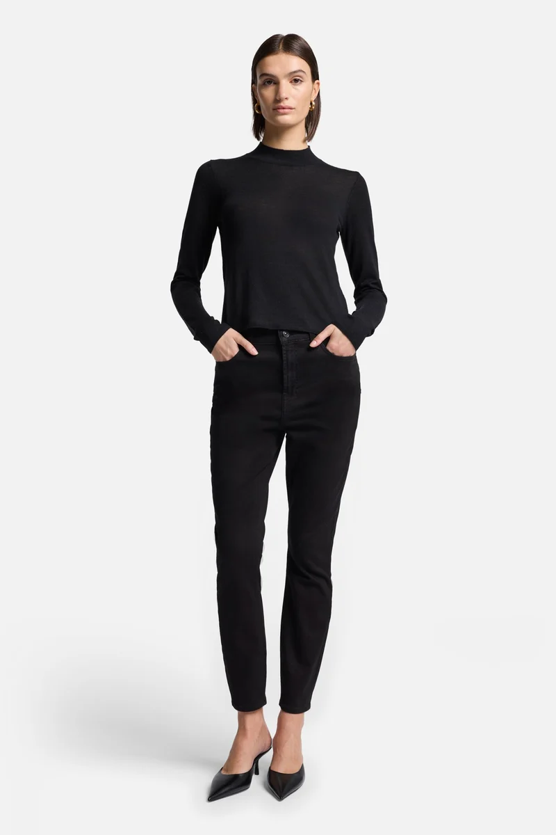 High Waist Ankle Skinny in Night Black