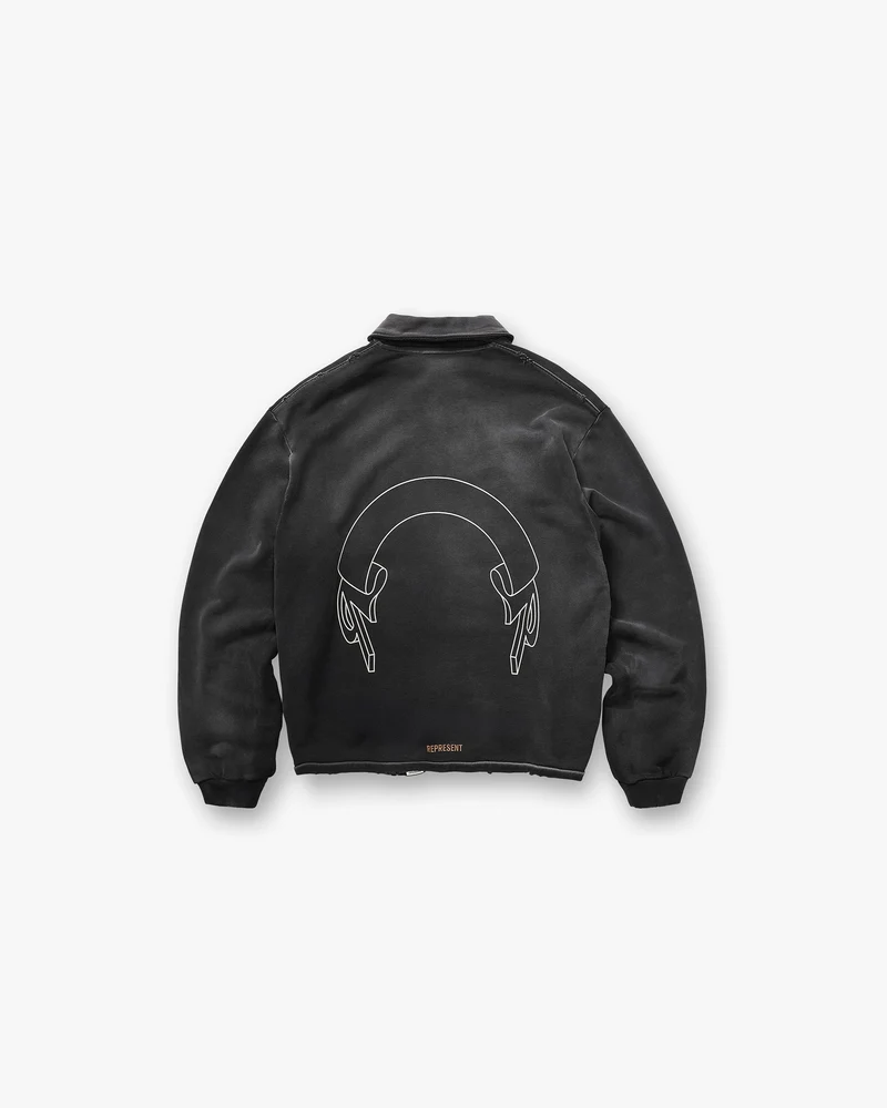 Represent Banner Quarter Zip Sweatshirt - Stained Black