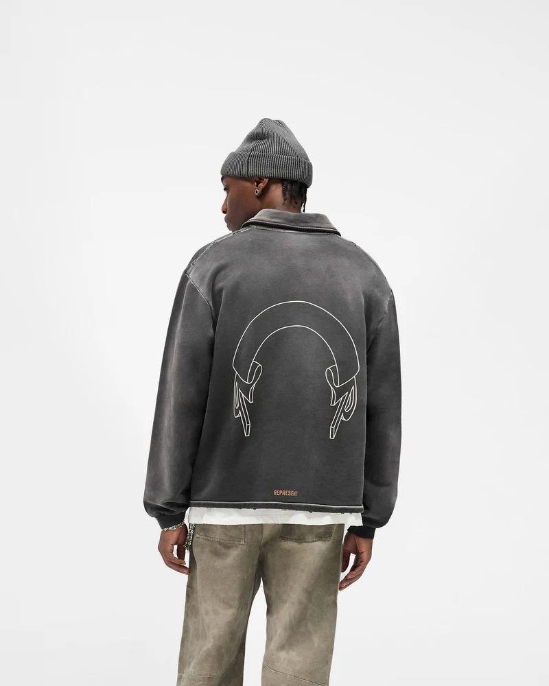 Represent Banner Quarter Zip Sweatshirt - Stained Black