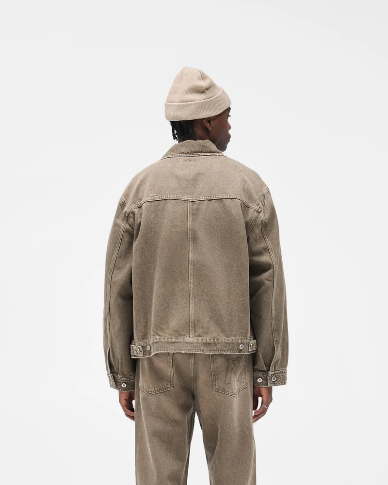Collared Denim Jacket - Washed Olive