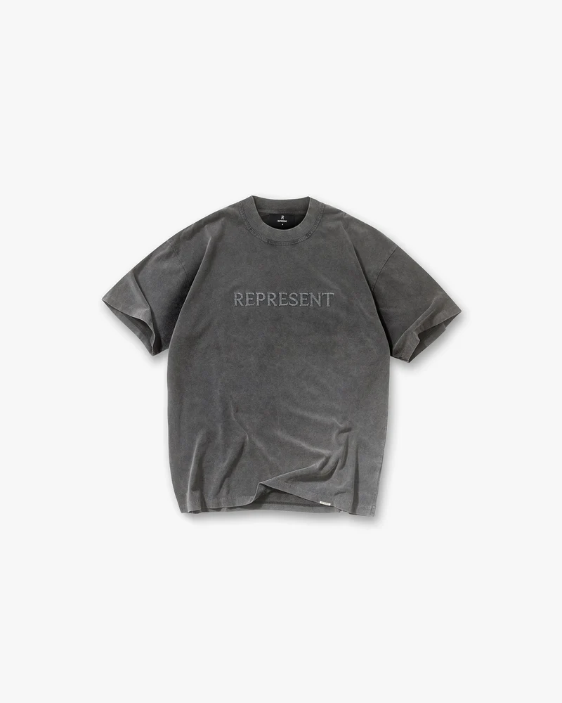 Embroidered Serif Logo T-Shirt - Vintage Grey