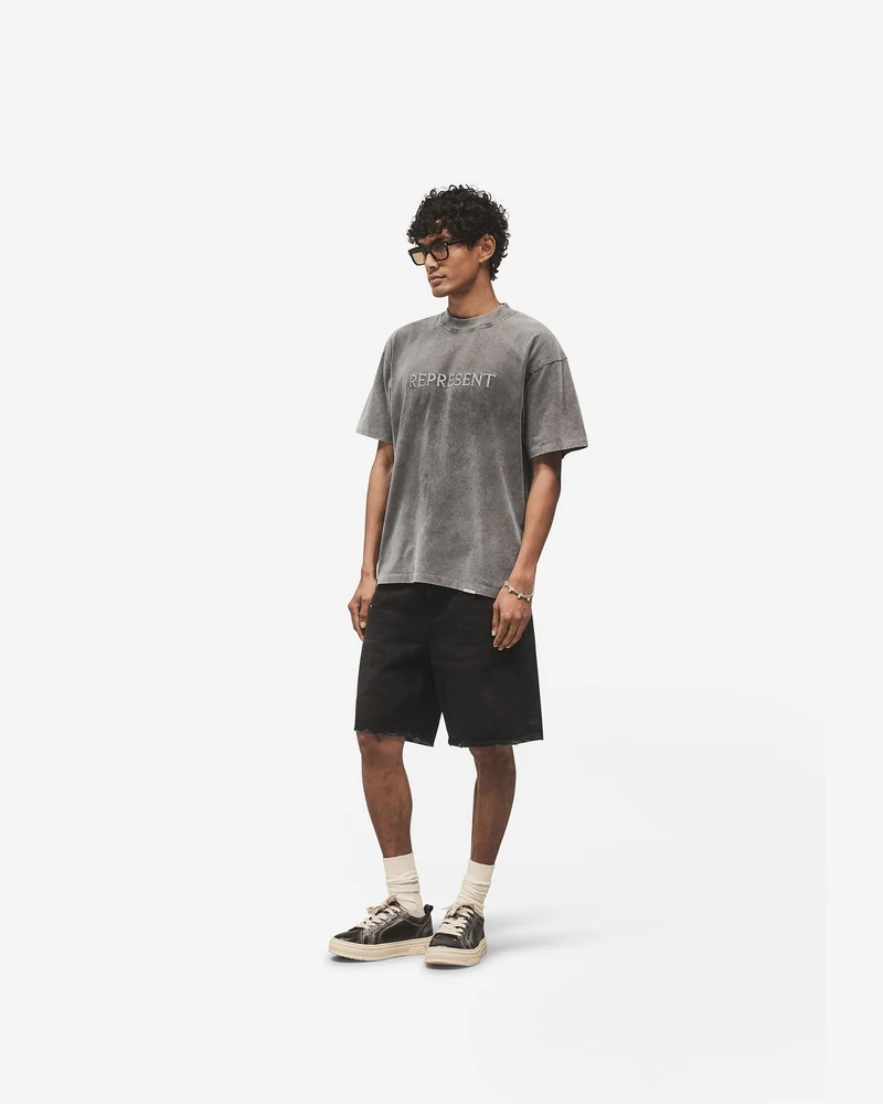 Embroidered Serif Logo T-Shirt - Vintage Grey