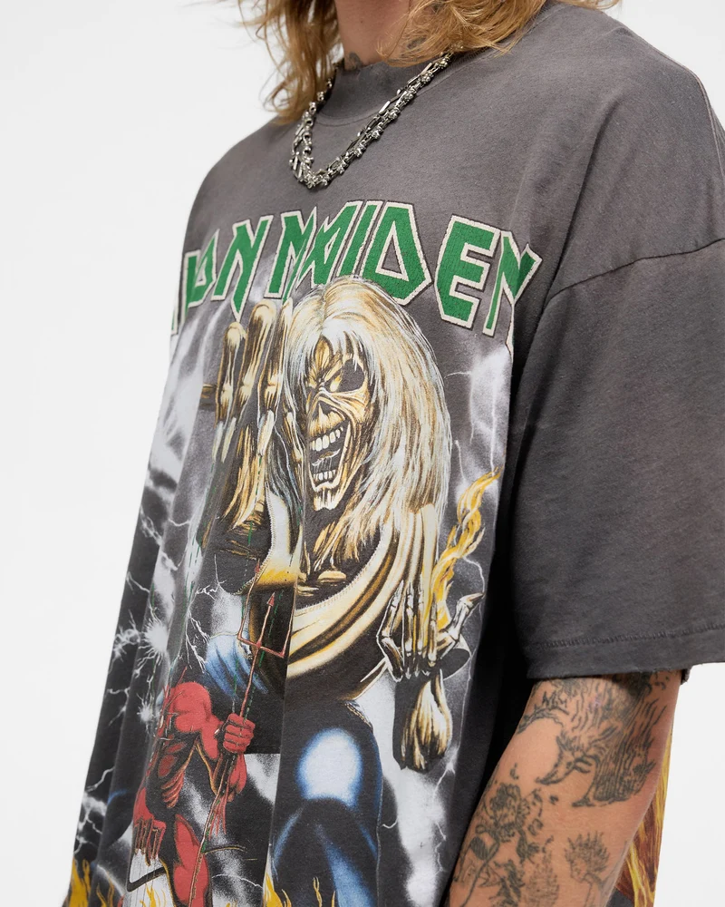Represent X Iron Maiden Number Of Beast T-Shirt - Sunfade Grey