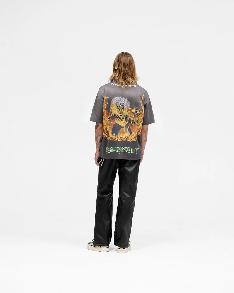 Represent X Iron Maiden Number Of Beast T-Shirt - Sunfade Grey
