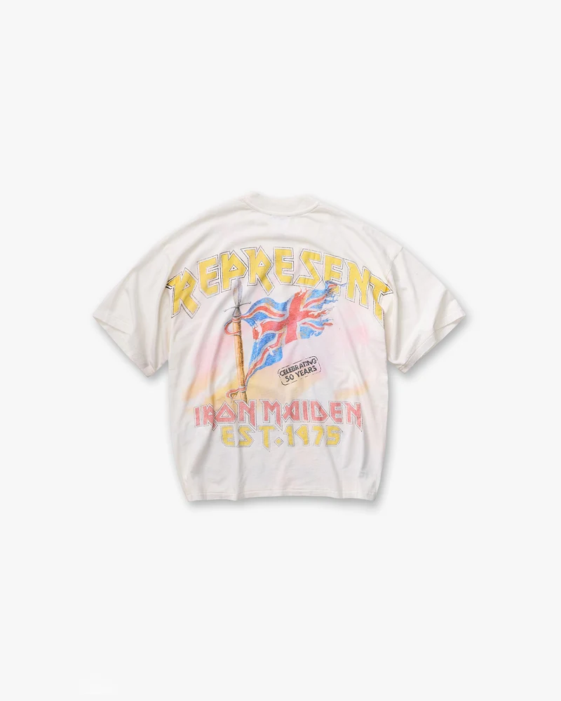 Represent X Iron Maiden Steed T-Shirt - Flat White