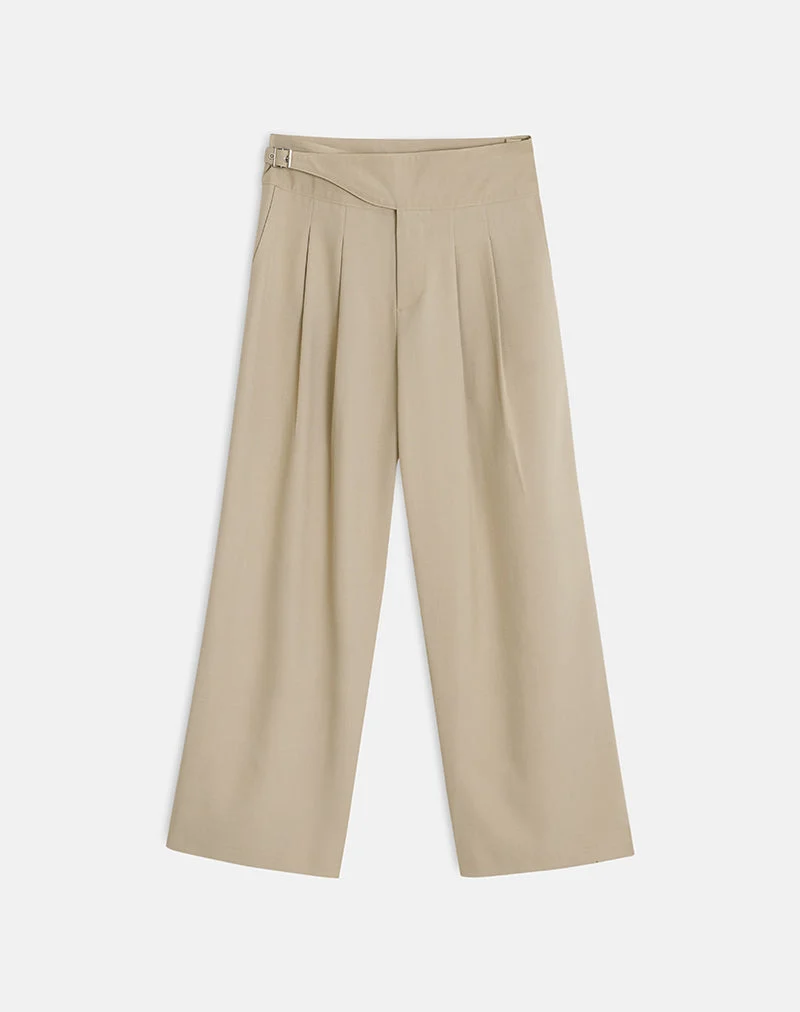 Berdine-Hose mit weitem Bein in Tailoring Beige