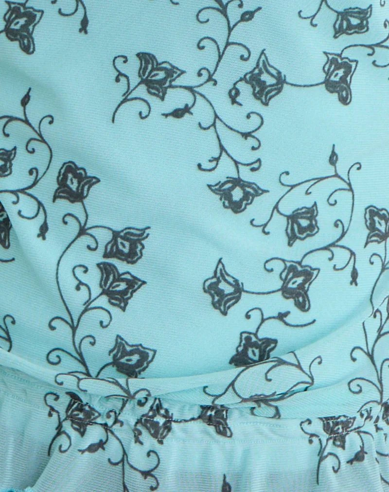 Nani-Top mit schulterfreiem Ausschnitt in „Winding Ivy Blue“