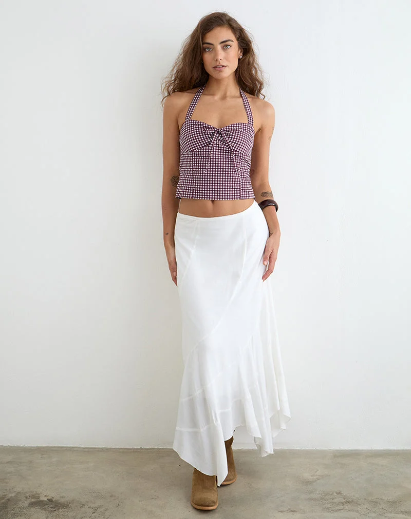 Kampi-Halter-Top in Mini-Gingham, Weinrot