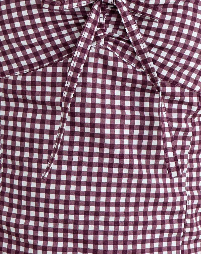 Kampi-Halter-Top in Mini-Gingham, Weinrot