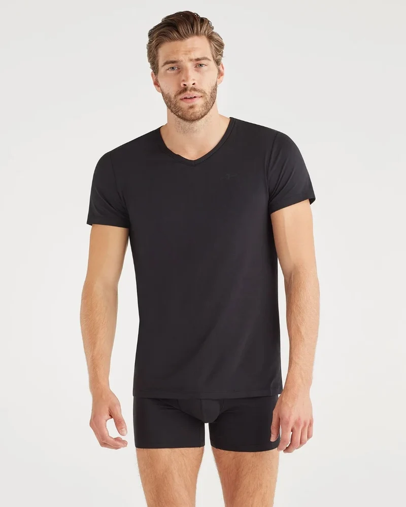 V-Neck Tee 2 Pack in Black