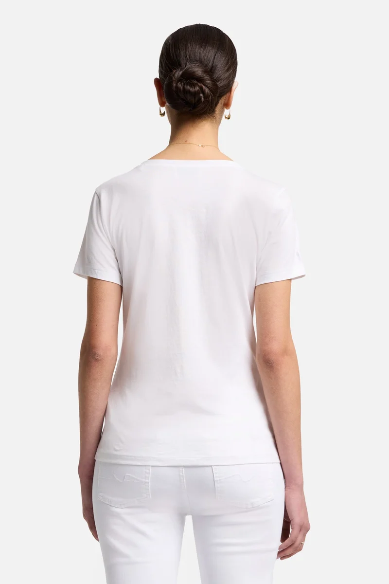 Pima Cotton Easy V-Neck Tee in Optic White