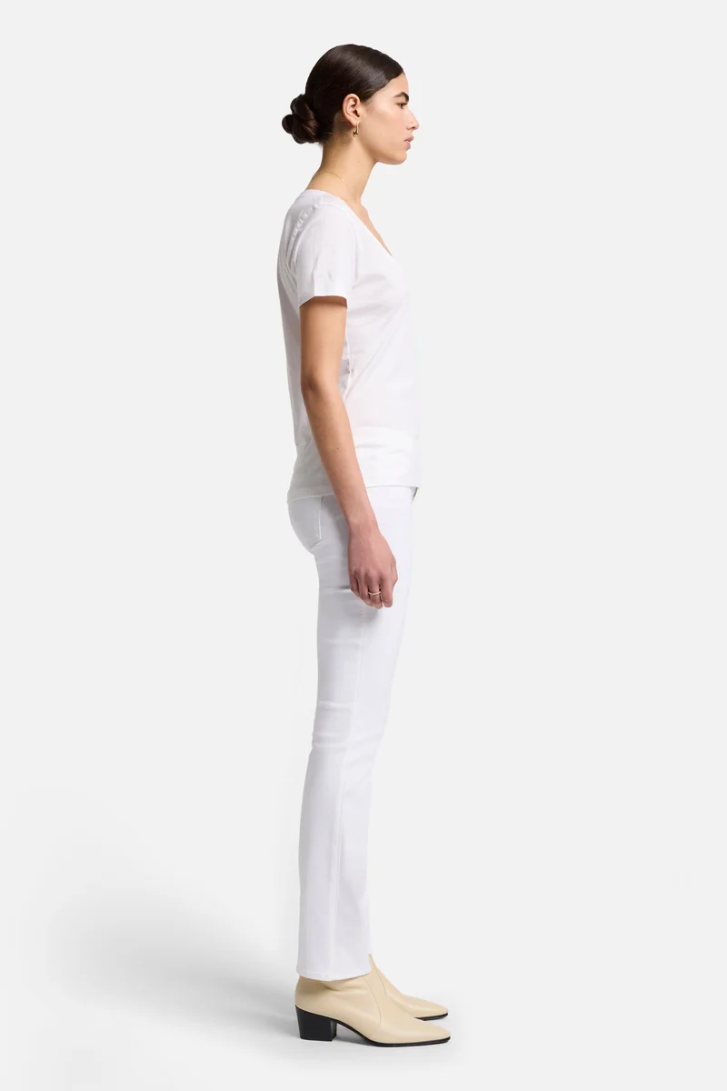 Pima Cotton Easy V-Neck Tee in Optic White