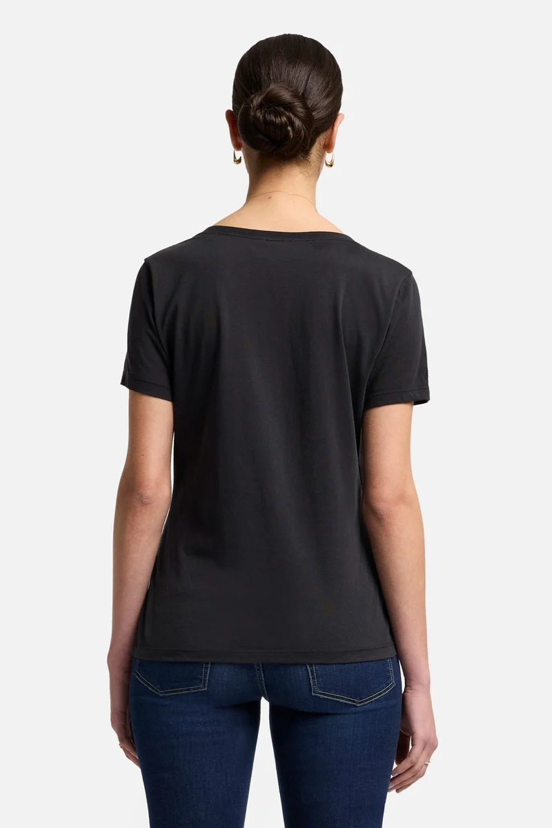 Pima Cotton Easy V-Neck Tee in Moonless Night