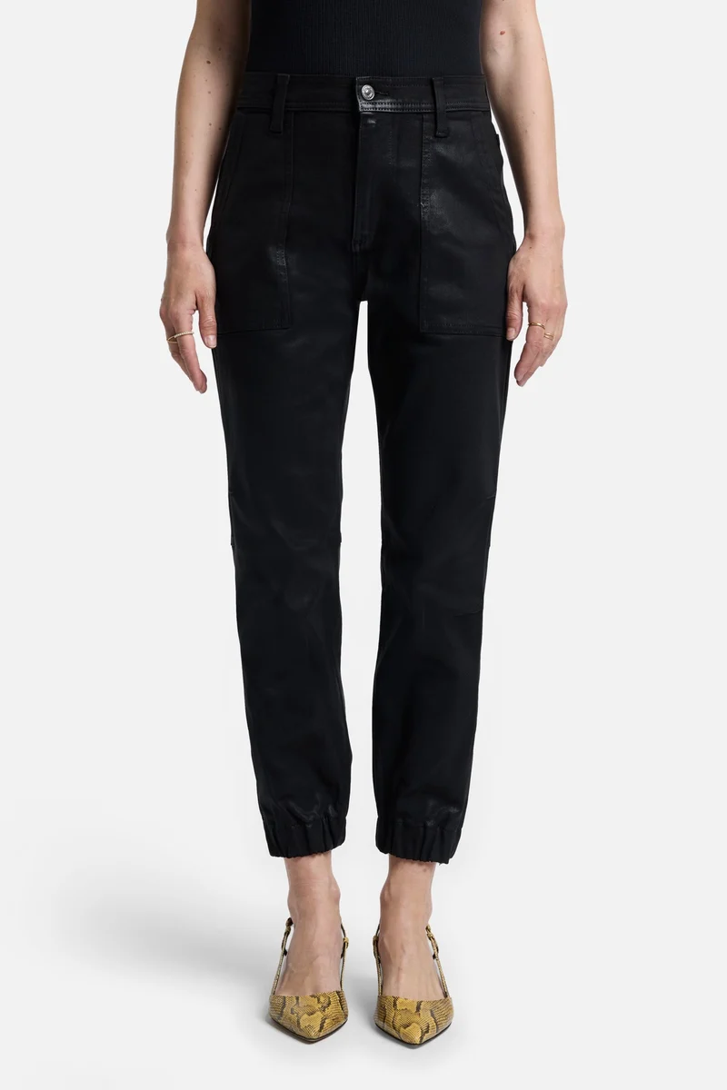Darted Boyfriend Jogger In Coated Black