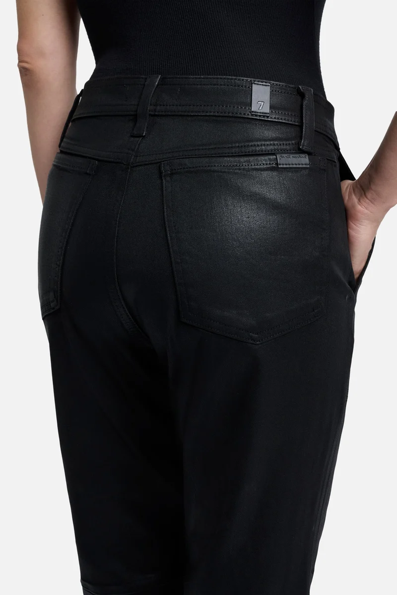 Darted Boyfriend Jogger In Coated Black