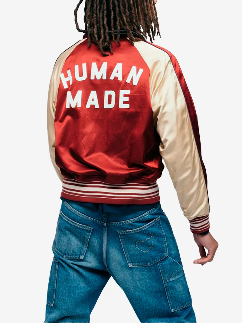 Giacca Varsity satinata reversibile burgundy